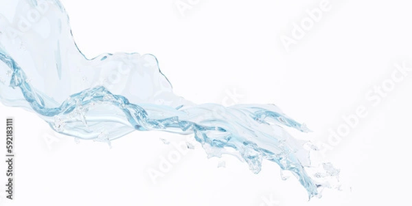 Fototapeta 3d motion water splashing white background for cosmetic product presentation. 3d rendering illustration