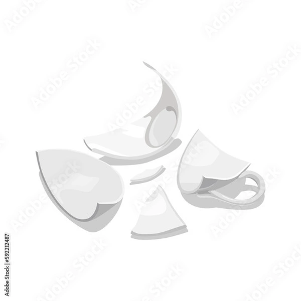 Obraz A broken cup. Vector illustration isolated on white background.