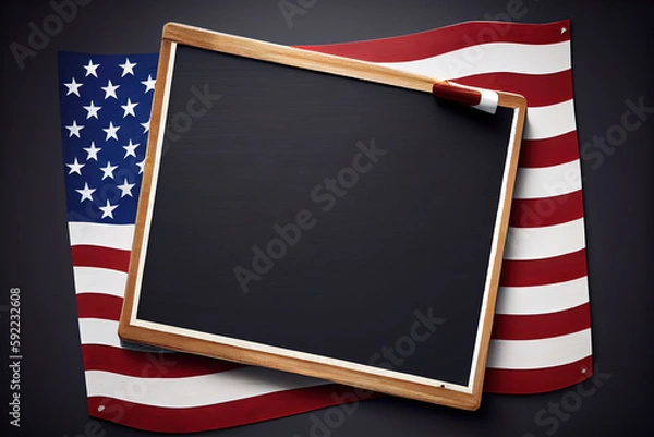 Fototapeta Usa independence day concept with slate. Happy Labor Day. Generative Ai
