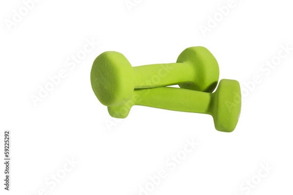 Obraz Two green dumbbells