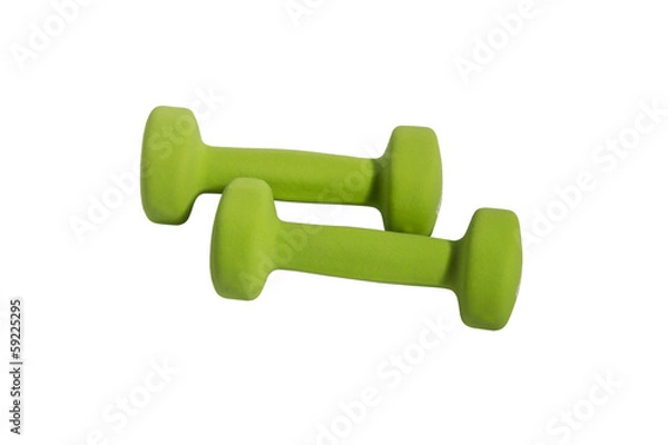 Obraz Two green dumbbells