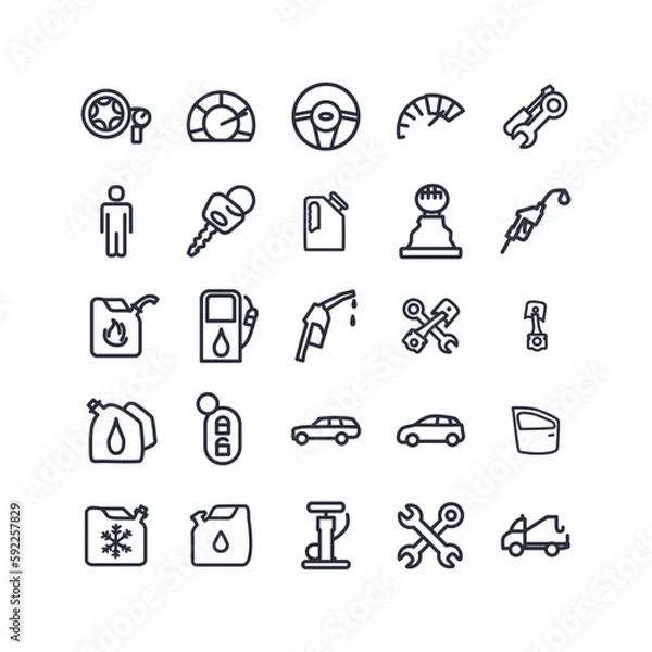 Fototapeta Car service line icon set