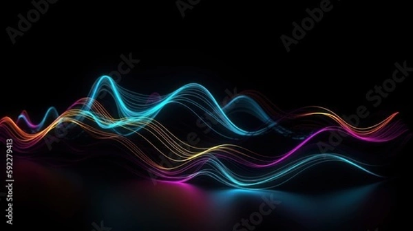 Fototapeta 3d rendering abstract background of colourful neon line