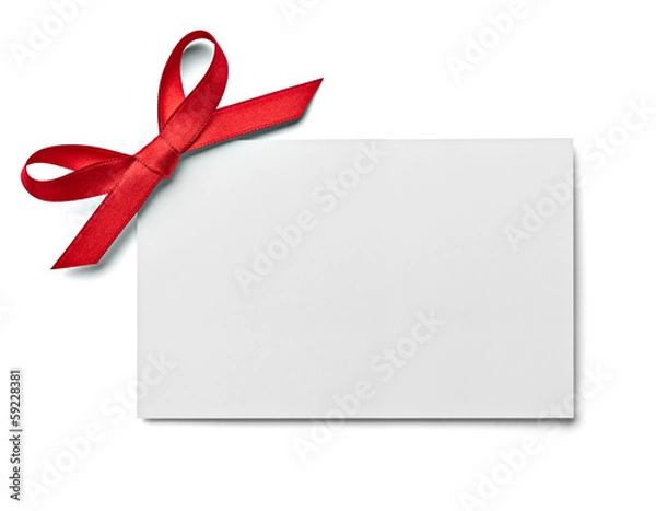 Fototapeta ribbon bow card note chirstmas celebration greeting