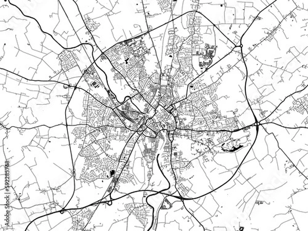 Fototapeta A vector road map of the city of  York in the United Kingdom on a white background.