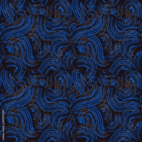 Fototapeta Blue waves pattern on the balck background