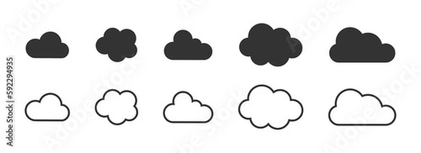 Obraz Cloud icon set. Cloud shapes sign. Weather cloud icon