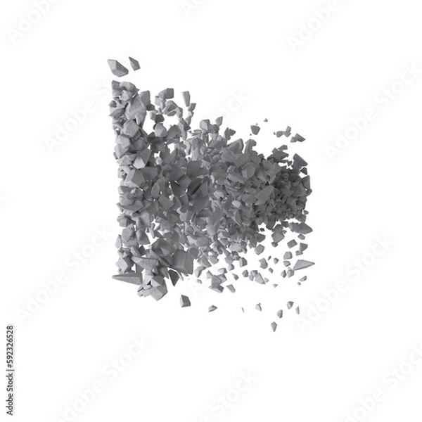 Obraz Concrete rock debris isolated transparent background 3d rendering
