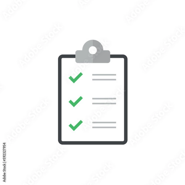 Obraz Clipboard vector icon with green check mark