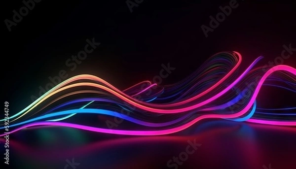 Fototapeta Neon Lights Glowing Vaporwave Outrun Generative AI
