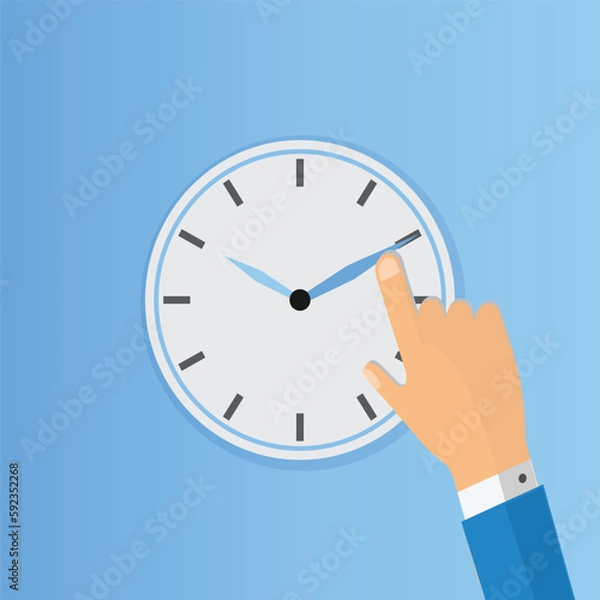 Fototapeta Clock face with index finger on a clock hand