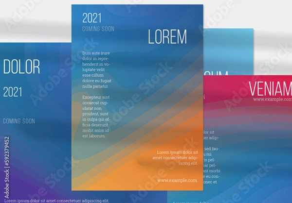 Obraz Flyer Layout with Futuristic Wavy Gradient Blend Shapes