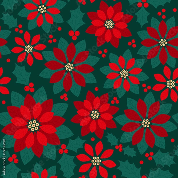 Obraz seamless pattern background christmas flowers
