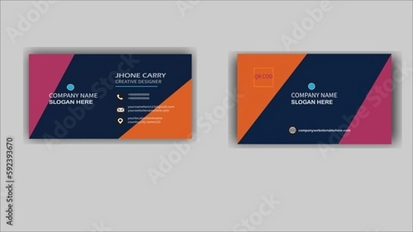 Fototapeta Creative and professional business card design, Clean visiting card, Contact card and name card design template. stock illustration