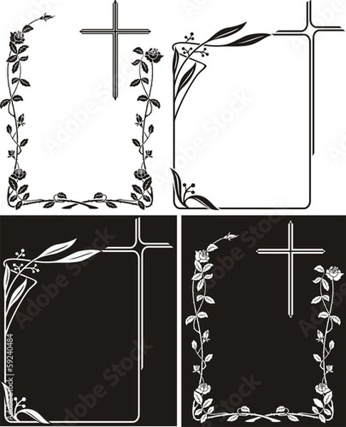 Obraz obituary - art deco frames with cross