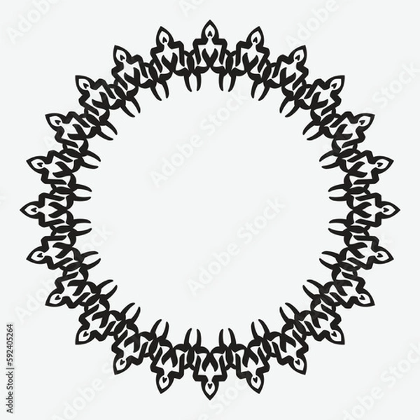 Fototapeta floral round frame with black color on white background