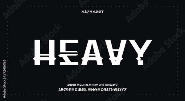 Fototapeta heavy Abstract Fashion Best font alphabet. Minimal modern urban fonts for logo, brand, fashion, Heading etc. Typography typeface uppercase lowercase and number. vector illustration full Premium look