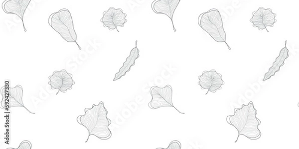 Fototapeta simple leaves pattern background for summer or autumn design fabric and textile with white background