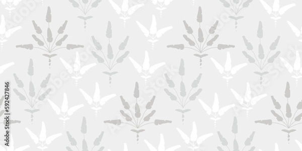 Fototapeta luxury bed pattern. Seamless vector tropical design with calm pastel beige grey colours