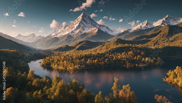 Fototapeta Enchanted Hours: Countryside Landscapes in Autumn and Spring - Generated AI