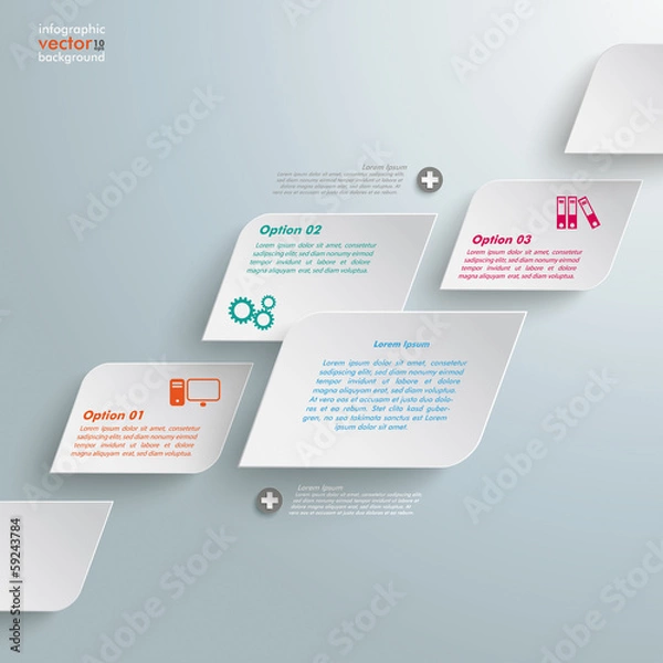 Fototapeta Bevel Rectangles 3 Options Infographic