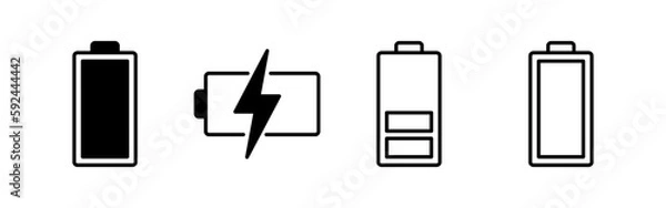 Fototapeta Battery icon vector for web and mobile app. battery charging sign and symbol. battery charge level