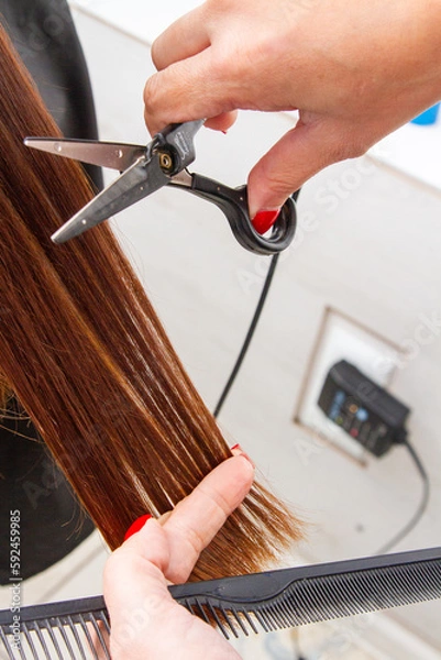 Obraz Hot scissors for haircuts