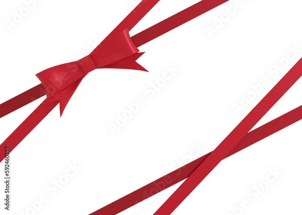 Fototapeta フレーム用斜めの赤いリボン　リアルタッチ
