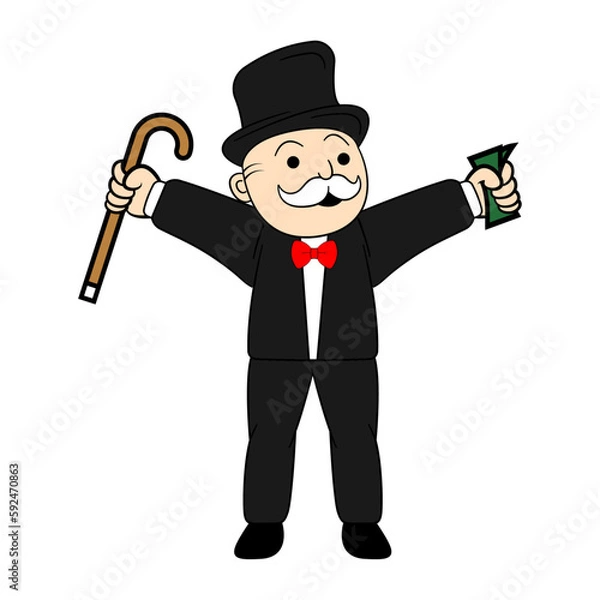 Fototapeta Rich Uncle Penny Character Vector Illustration