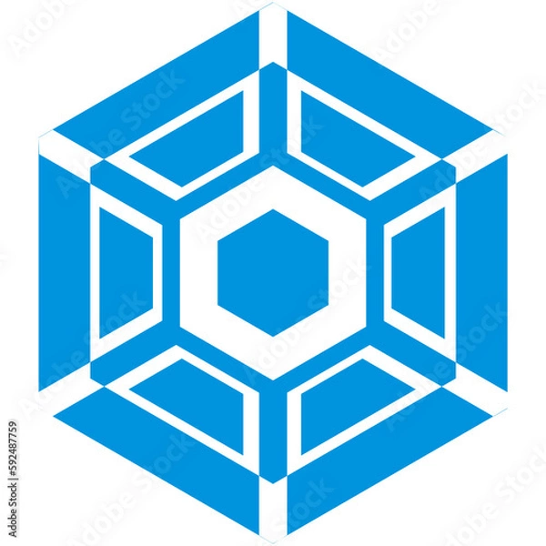 Fototapeta abstract blue cube hexagon