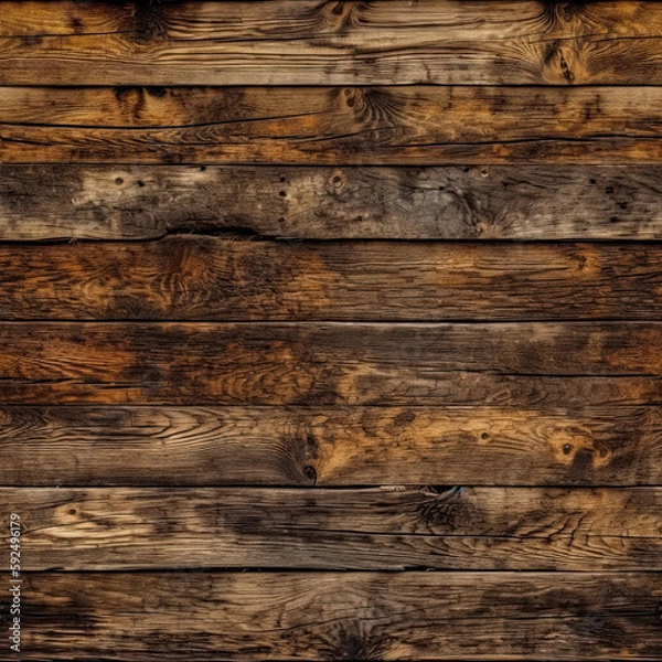 Fototapeta Seamless Wood Pattern, Boards, Rustic, Vintage. Pattern Fits Together Seamlessly. Generative AI