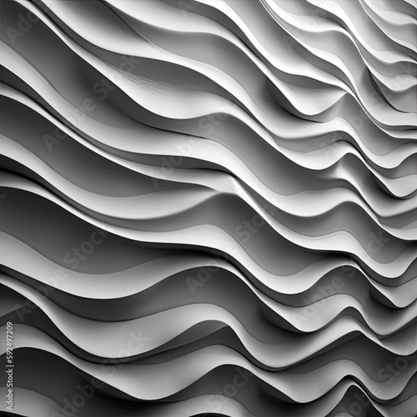 Fototapeta white abstract background with waves created with generative AI