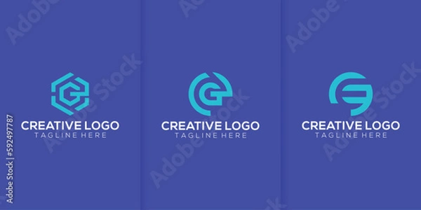 Obraz E G logo icon monogram alphabet letters collection