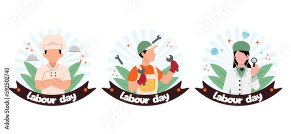 Fototapeta Labour Day Flat Bundle Design Illustration