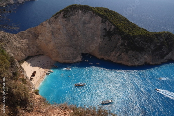 Obraz 紅の豚の舞台、ギリシャ・ザキントス島のナヴァイオビーチ