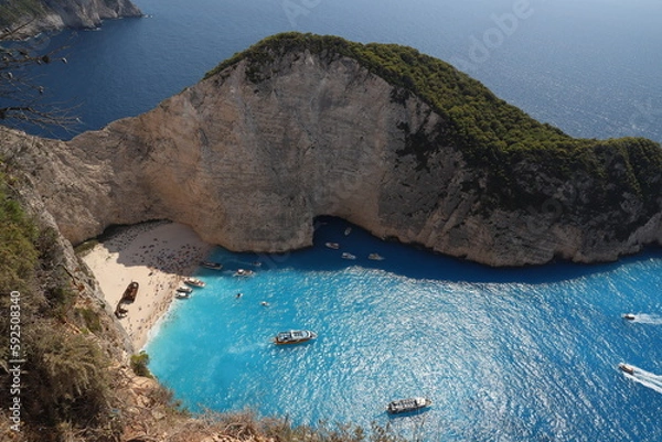 Obraz 紅の豚の舞台、ギリシャ・ザキントス島のナヴァイオビーチ