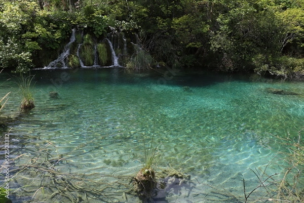Obraz クロアチア世界遺産: プリトヴィッツェ湖群国立公園の夏