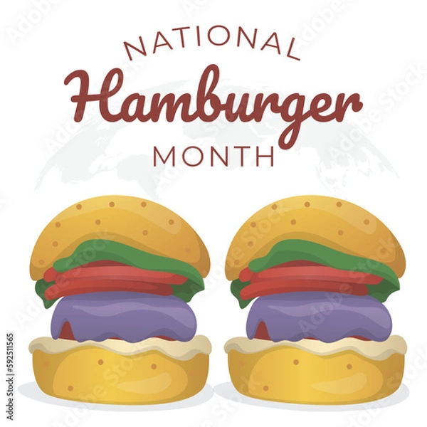 Fototapeta national hamburger month greeting design template. hamburger vector illustration. hamburger design template.