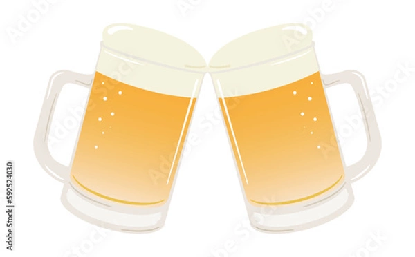 Fototapeta シンプルで使いやすい乾杯しているビールジョッキのベクターイラスト素材