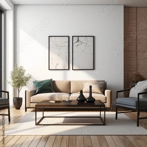 Fototapeta Living room Mockup Realestate Aesthetic, Generative AI