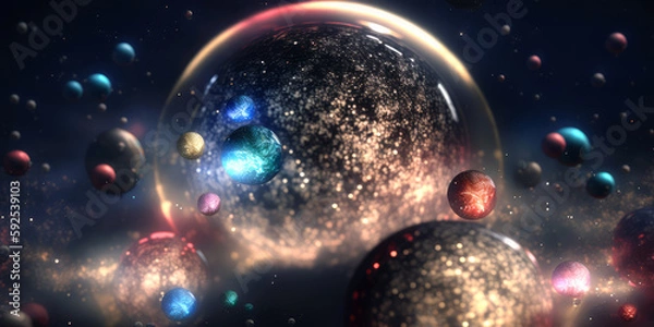 Fototapeta Nebula and planet abstract background - Generative AI