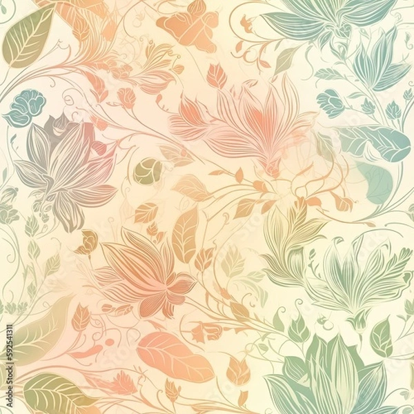 Obraz Elegant seamless floral pattern with a glossy sheen. AI generated.