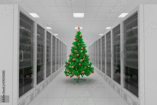 Obraz Data center with christmas tree