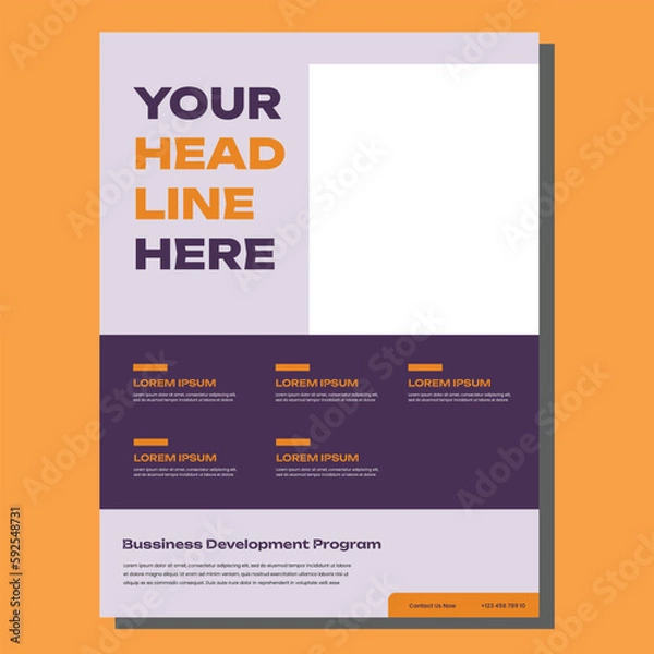 Fototapeta Corporate Business Flyer poster pamphlet brochure cover design layout background, two colors scheme, vector template in A4 size - Vector