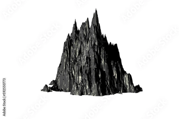 Obraz rock dark grey texture isolated white background 3d rendering