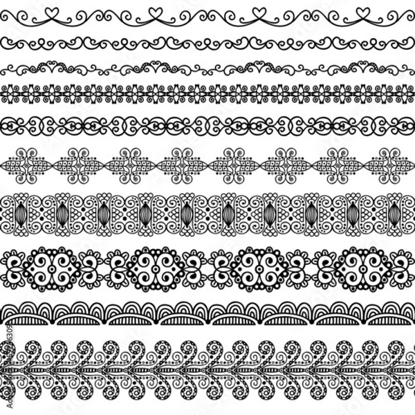 Obraz Vector hand-drawn border decoration elements patterns