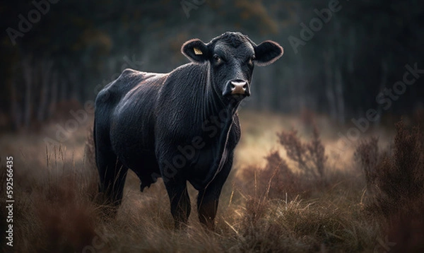 Fototapeta photo of Angus cattle in its natural habitat. Generative AI