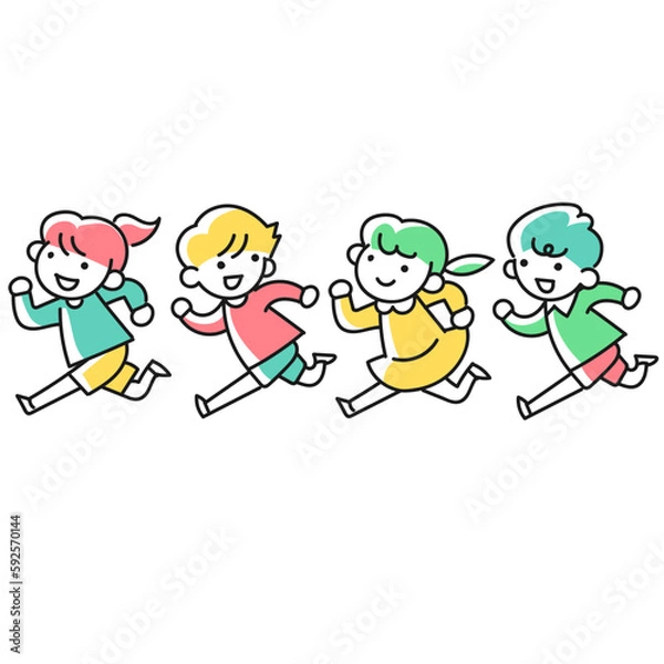 Obraz 笑顔で走る仲良しの子供たち