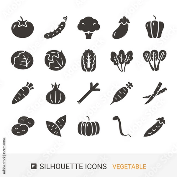 Fototapeta 商品アイコン　野菜　シルエットアイコン