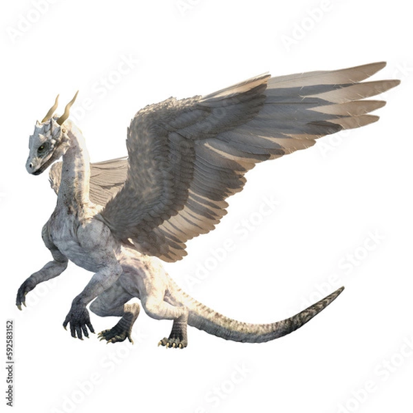Obraz winged white dragon fantasy creature